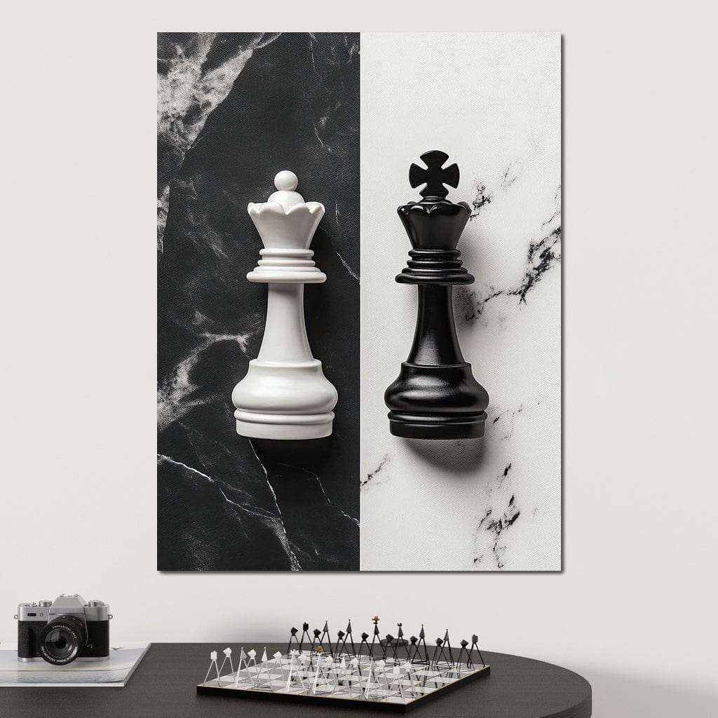 Duality of Kings Chess Contrast Canvas Wall Art