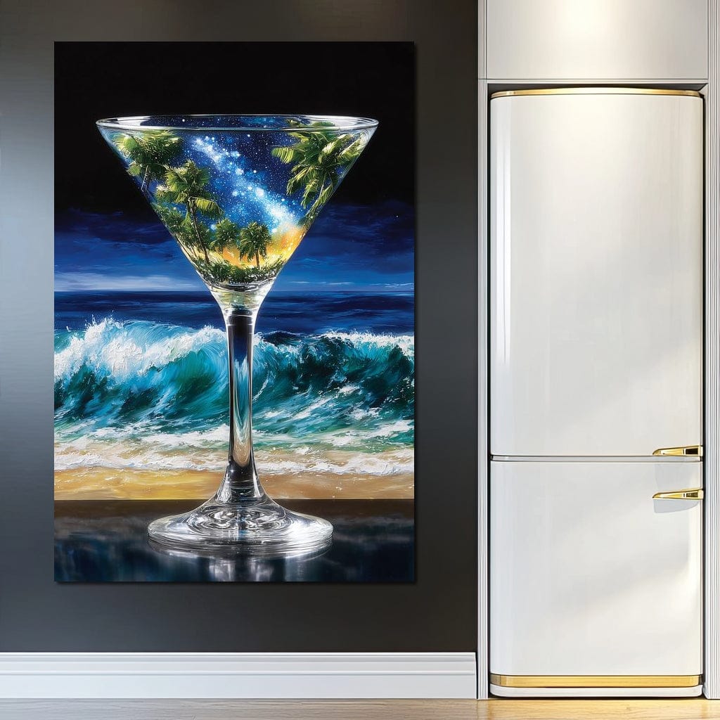 Cosmic Cocktail Island Night Canvas Wall Art