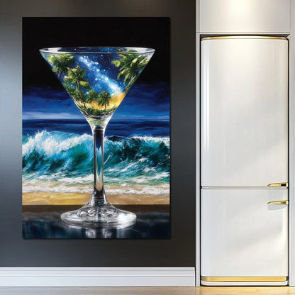 Cosmic Cocktail Island Night Canvas Wall Art