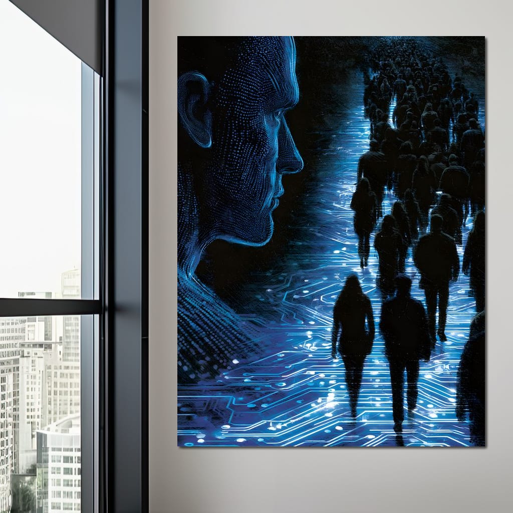 The Collective Walk of Digital Ghosts Canvas Wall Art