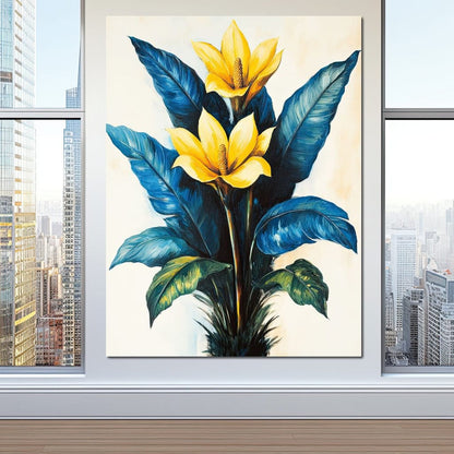 Golden Petals Tropical Elegance Canvas Wall Art