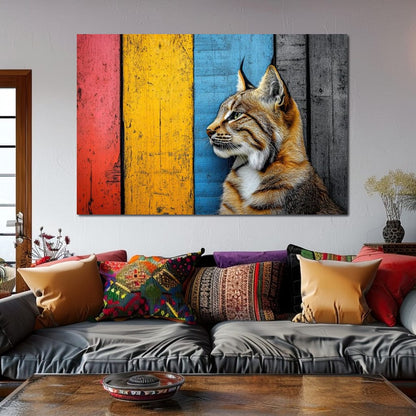 Wild Elegance Against Color Stripes Canvas Wall Art
