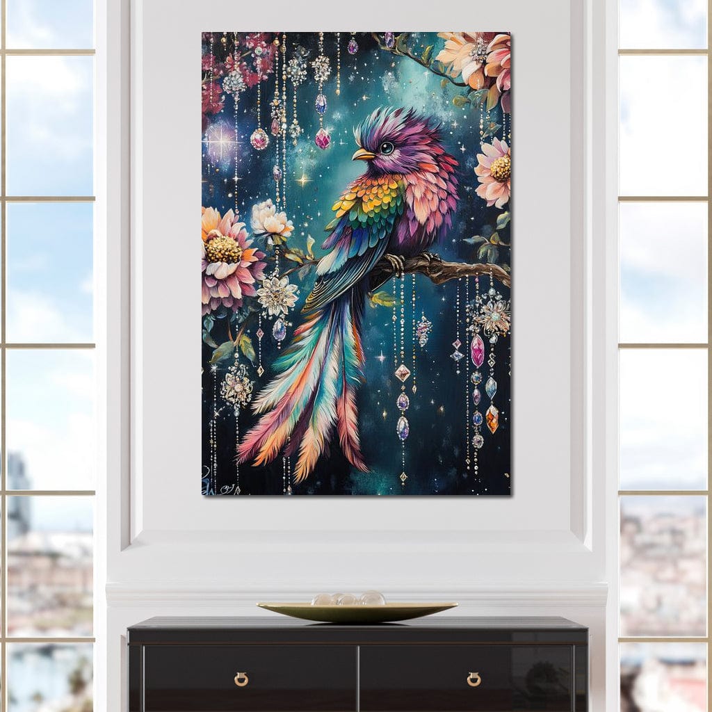 Enchanted Jewel Toned Bird Fantasy Canvas Wall Art