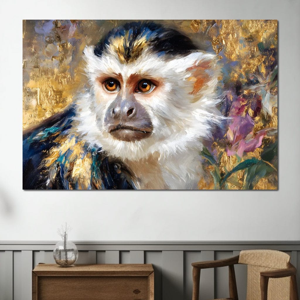 Golden Gilded Monkey Muse Canvas Wall Art