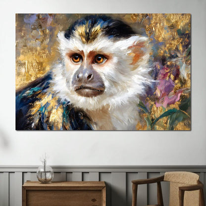 Golden Gilded Monkey Muse Canvas Wall Art
