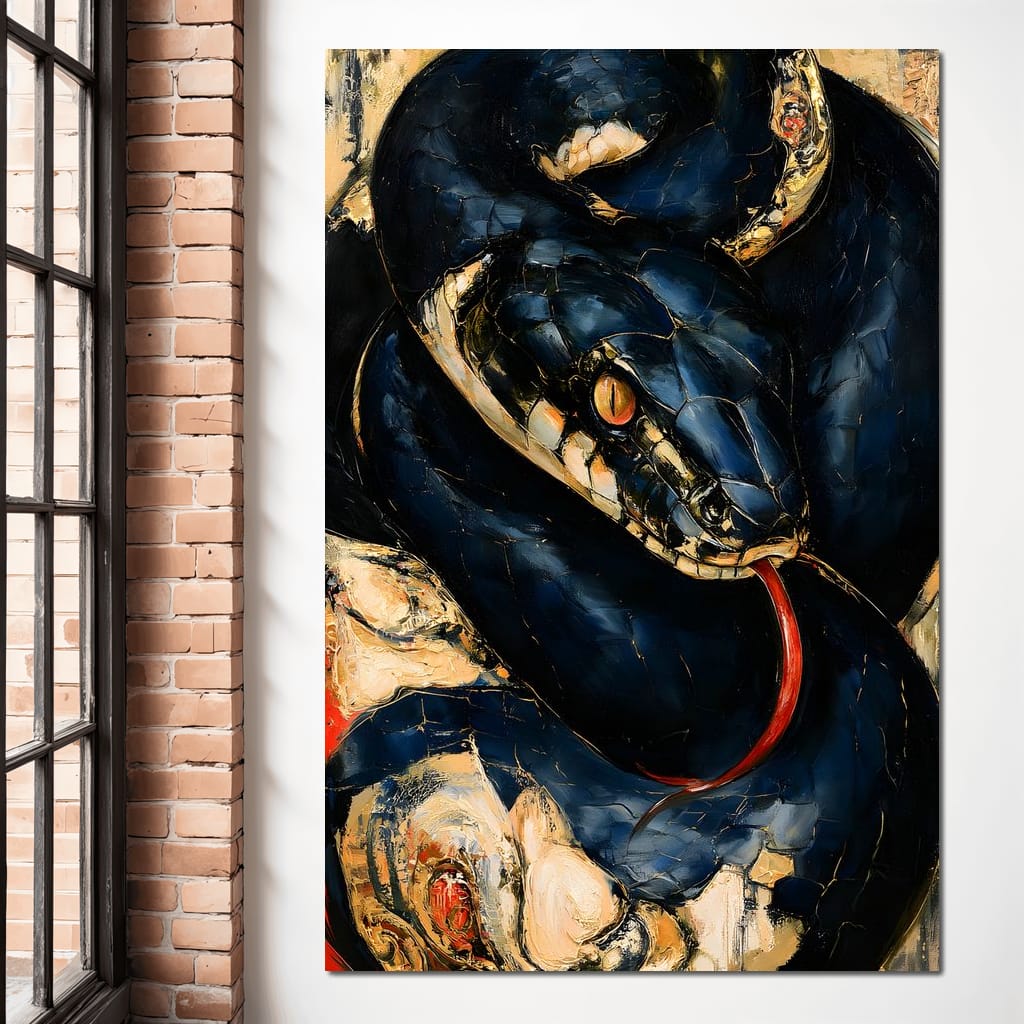 Coiled Ancient Predator Rising Canvas Wall Art