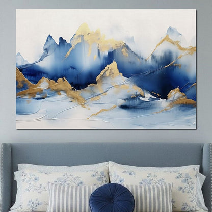 Golden Sapphire Alpine Peaks Canvas Wall Art