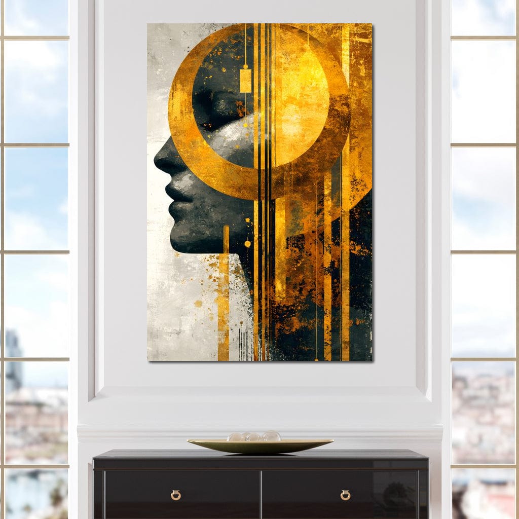 Golden Geometric Elegance Canvas Wall Art