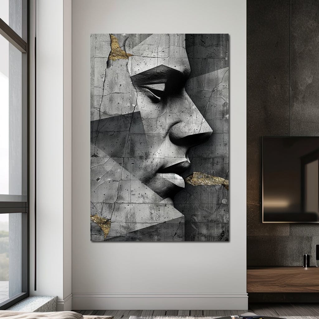Monochrome Geometric Visage Canvas Wall Art