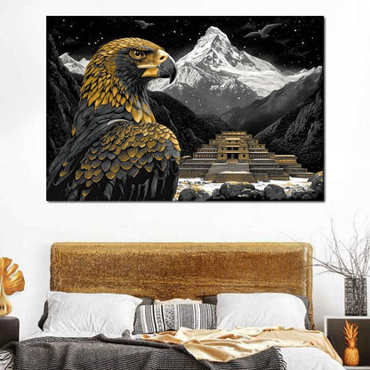 Majestic Aztec Golden Eagle Canvas Wall Art