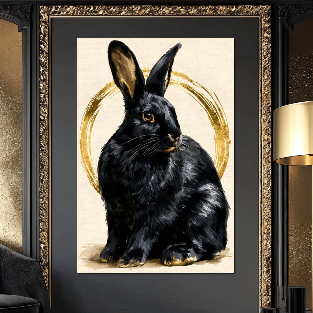 Gilded Hare Watching The Horizon Canvas Wall Art