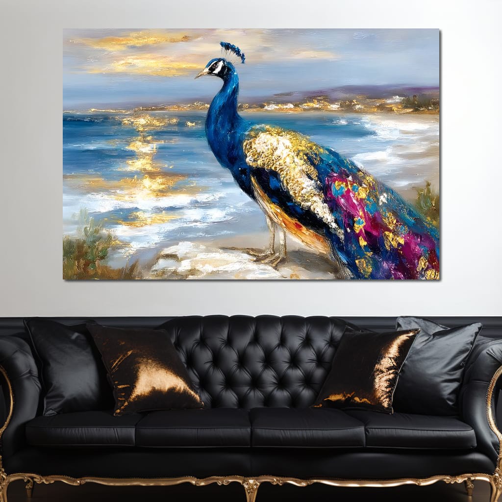 Gilded Peacock Shorelight Canvas Wall Art