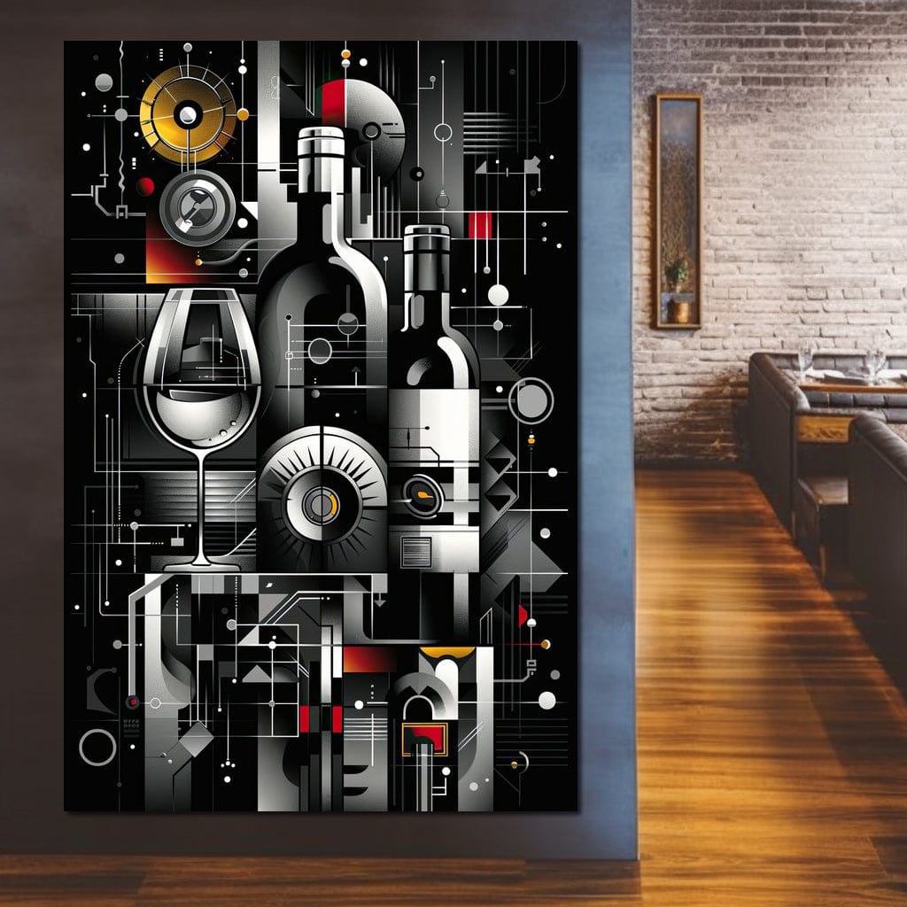 Mechanical Wine Mosaic Canvas Wall Art