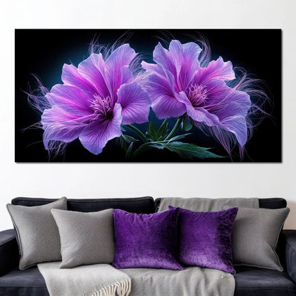 Fluffy Alien Flowers Canvas Wall Art