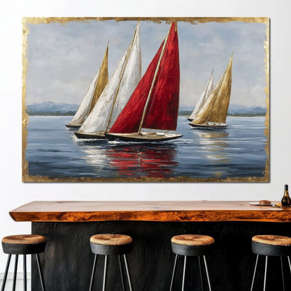 Bold Regatta On Open Water Canvas Wall Art
