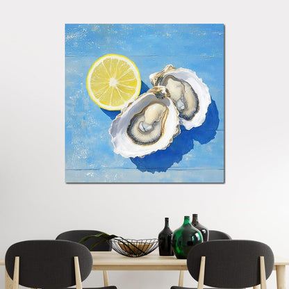Seaside Citrus Oysters Delight Canvas Wall Art