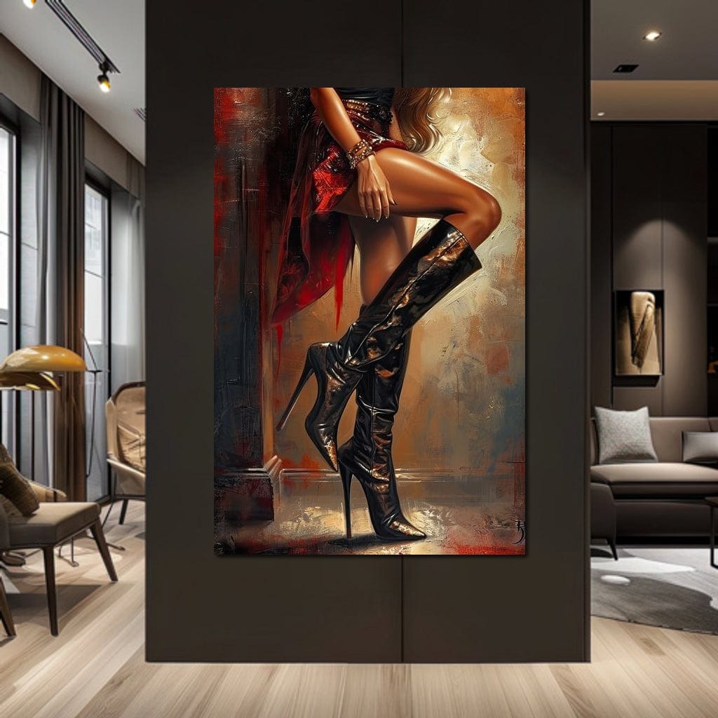 Alluring Legs & Velvet Heels Canvas Wall Art