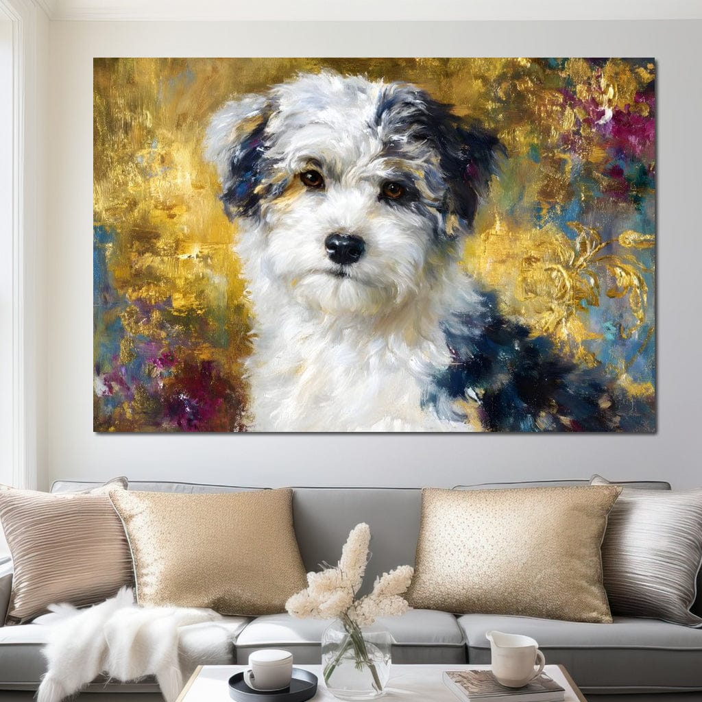 Golden Garden Puppy Canvas Wall Art
