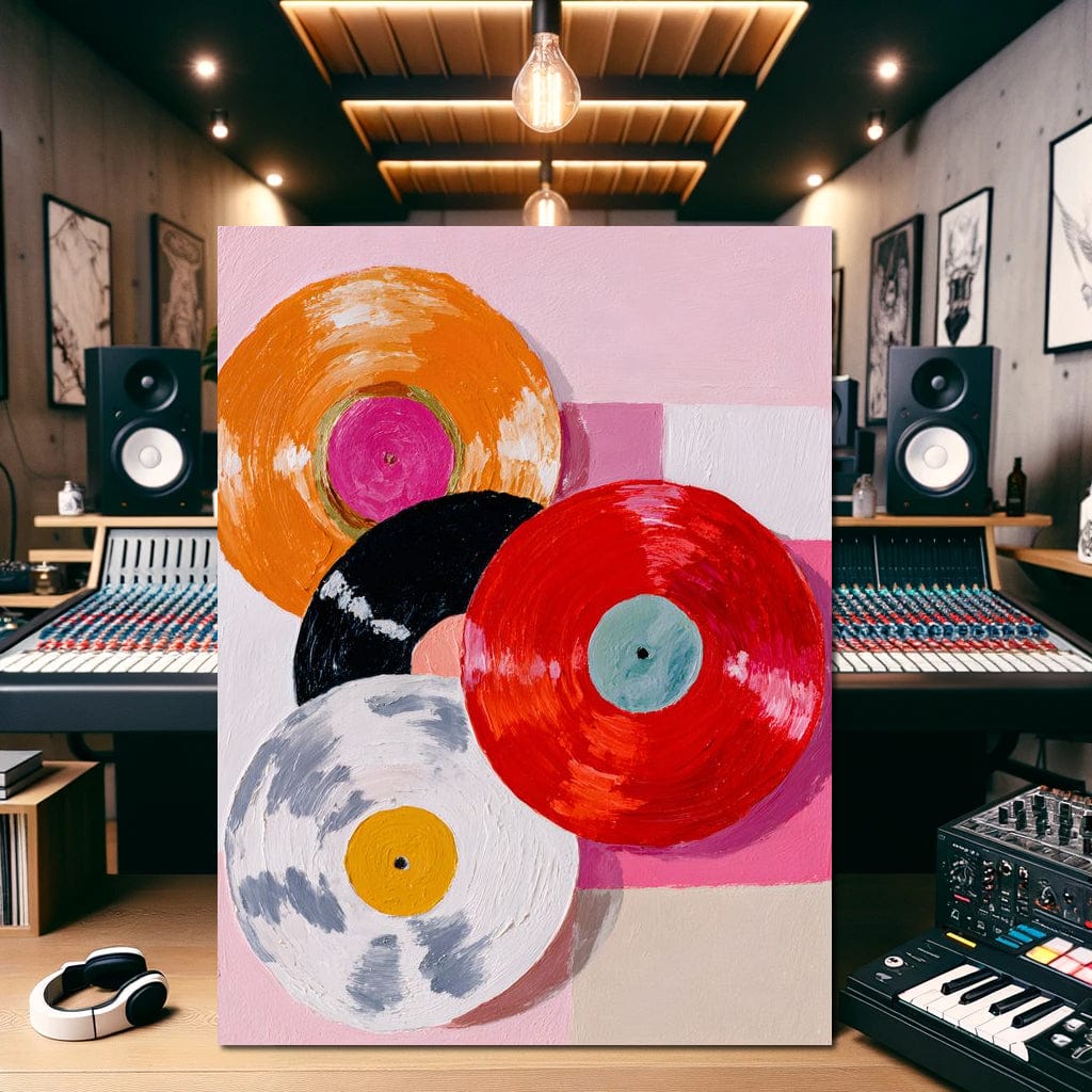 Retro Vinyl Color Spin Dance Canvas Wall Art