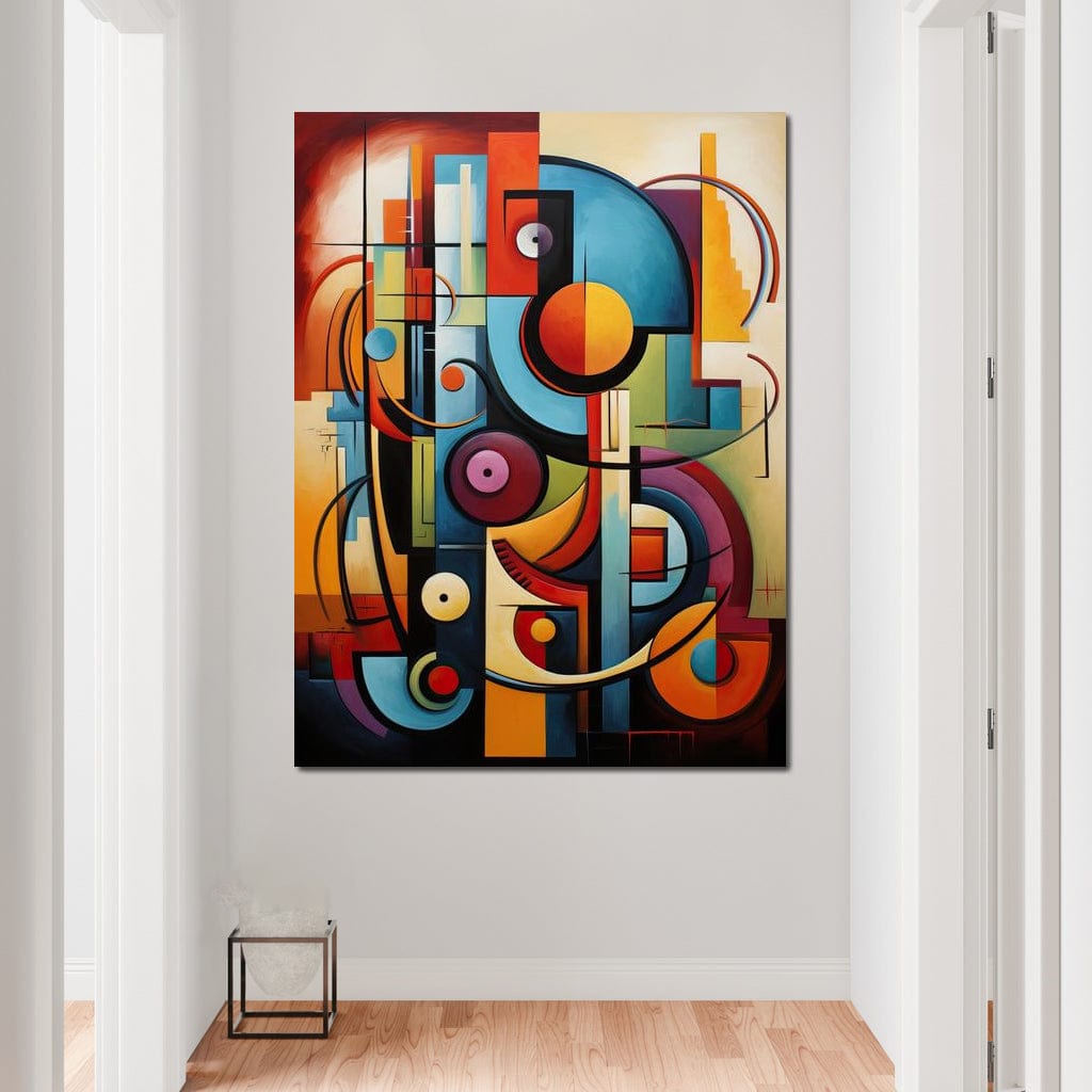Mosaic of Colorful Cubism Canvas Wall Art
