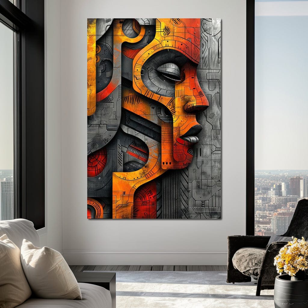 Metallic Face Labyrinth Illusion Canvas Wall Art