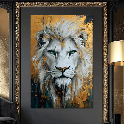 Majestic Lion Gold Radiance Canvas Wall Art