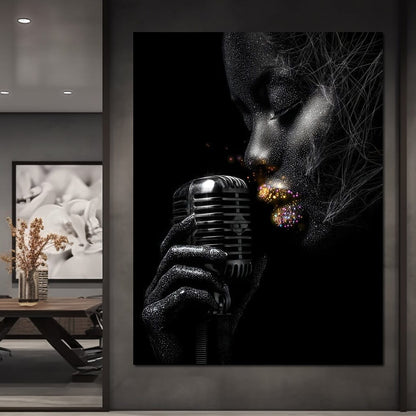 Stardust Singer Noir Portrait Canvas Wall Art