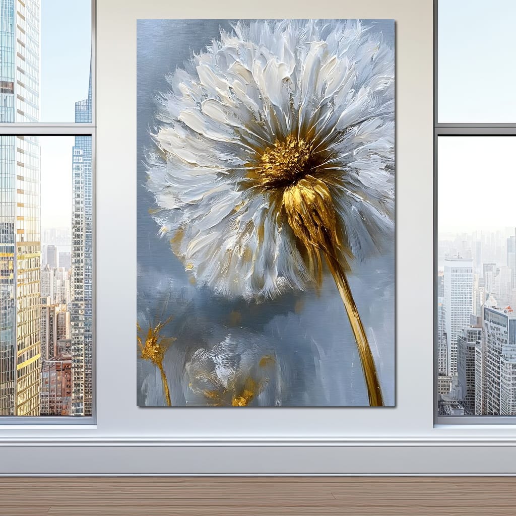 Gilded Dandelion Canvas Wall Art