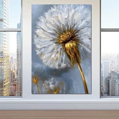 Gilded Dandelion Canvas Wall Art