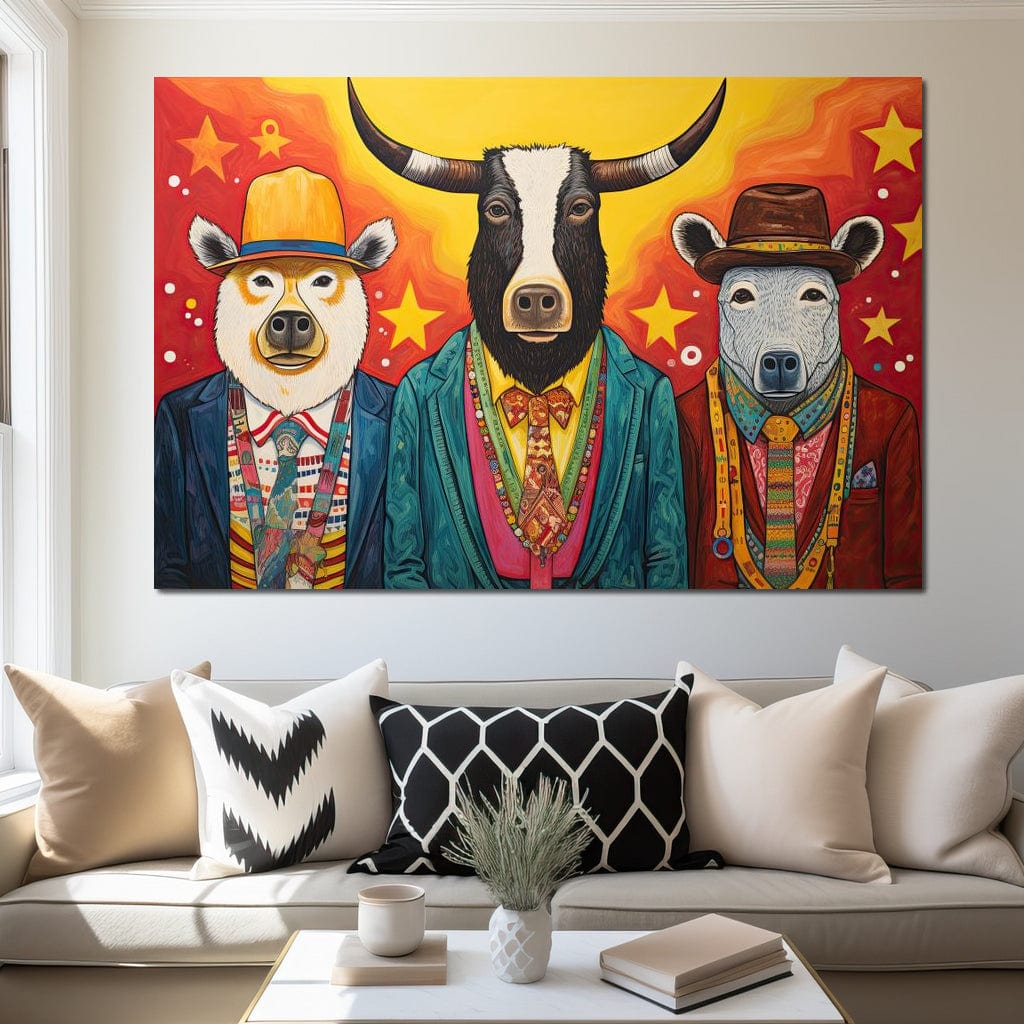 Dapper Wild Trio of Animals Canvas Wall Art