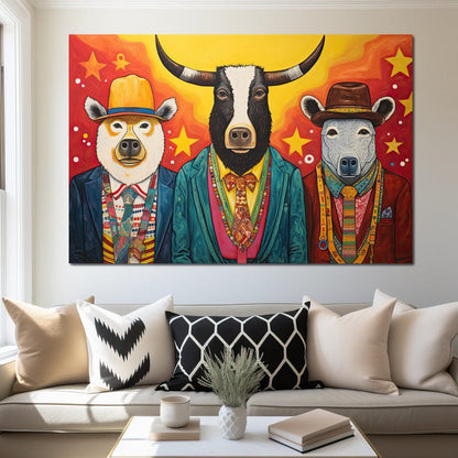 Dapper Wild Trio of Animals Canvas Wall Art