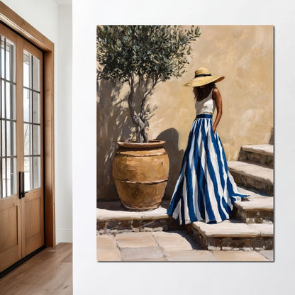 Sun Hat Lady By Olive Tree Canvas Wall Art