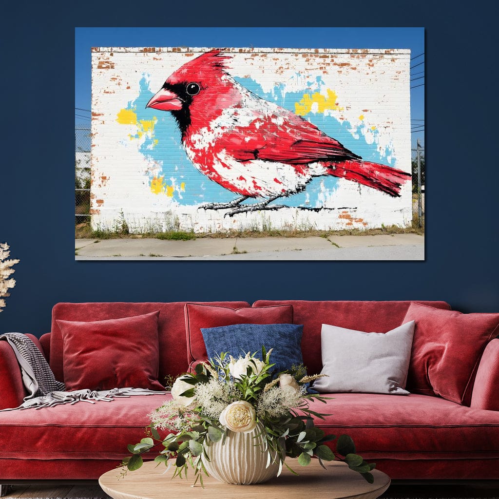 Street Art - Cardinal Mural Canvas Wall Art