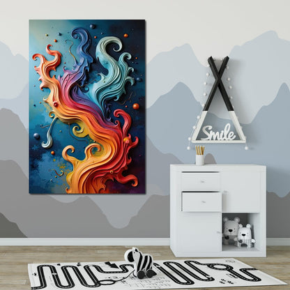 Flowing Rainbow Abstract Canvas Wall Art