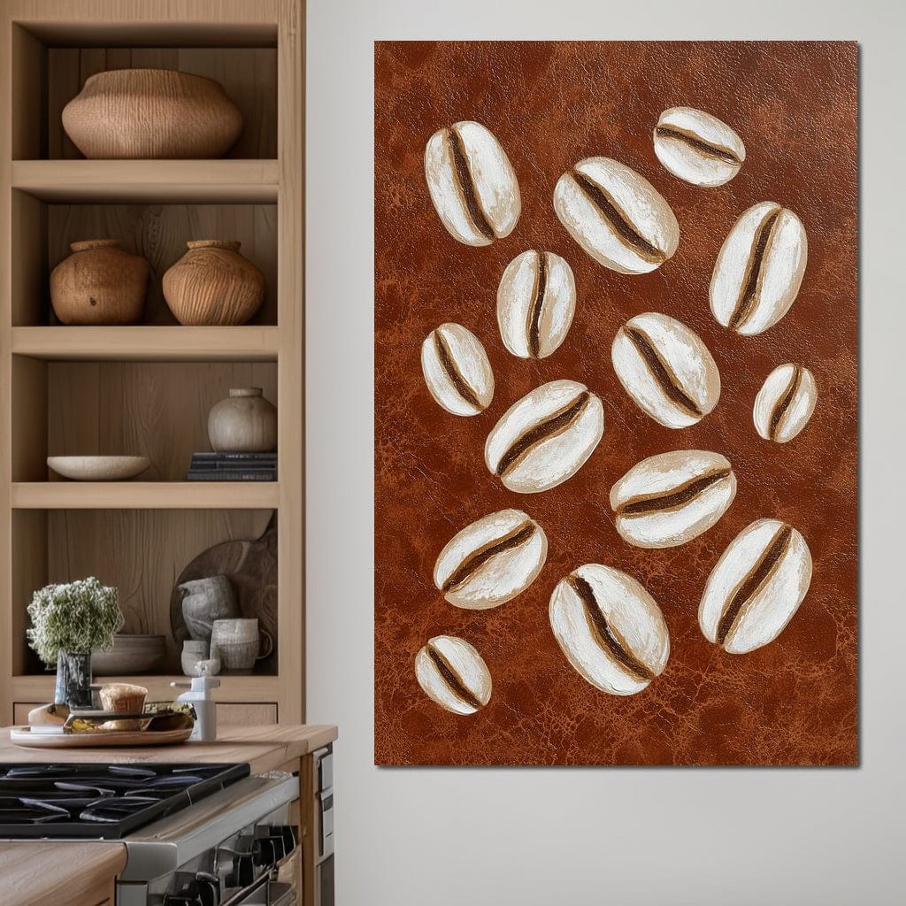Coffee Beans Brown Background Canvas Wall Art