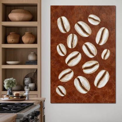 Coffee Beans Brown Background Canvas Wall Art