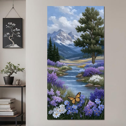 Mountain Meadow Butterfly Serenity Canvas Wall Art