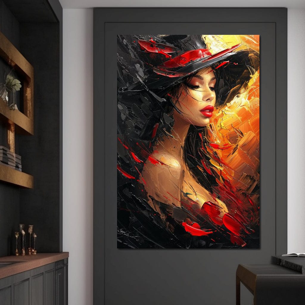 Fiery Elegance in Noir Canvas Wall Art