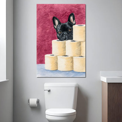 French Bulldog Toilet Roll Sentinel Canvas Wall Art