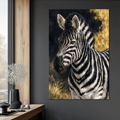 Golden Stripes of the Midnight Plains Canvas Wall Art