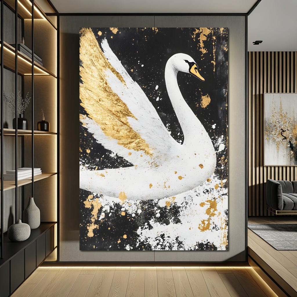 Elegant Graceful Swan Radiance Canvas Wall Art