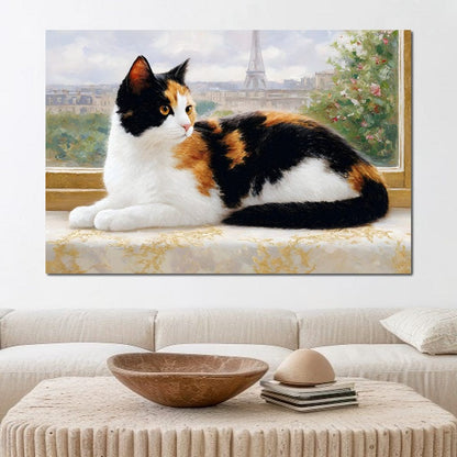 Parisian Feline Afternoon Canvas Wall Art