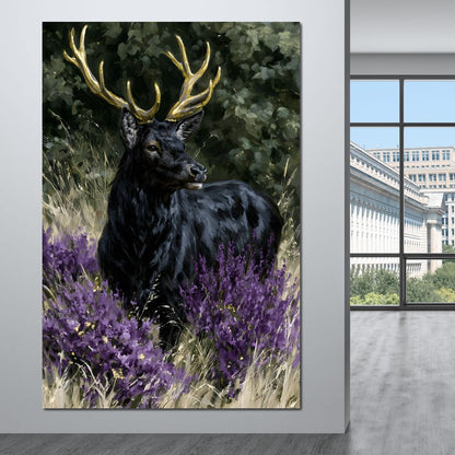 Black Deer Of Wild Fields Canvas Wall Art