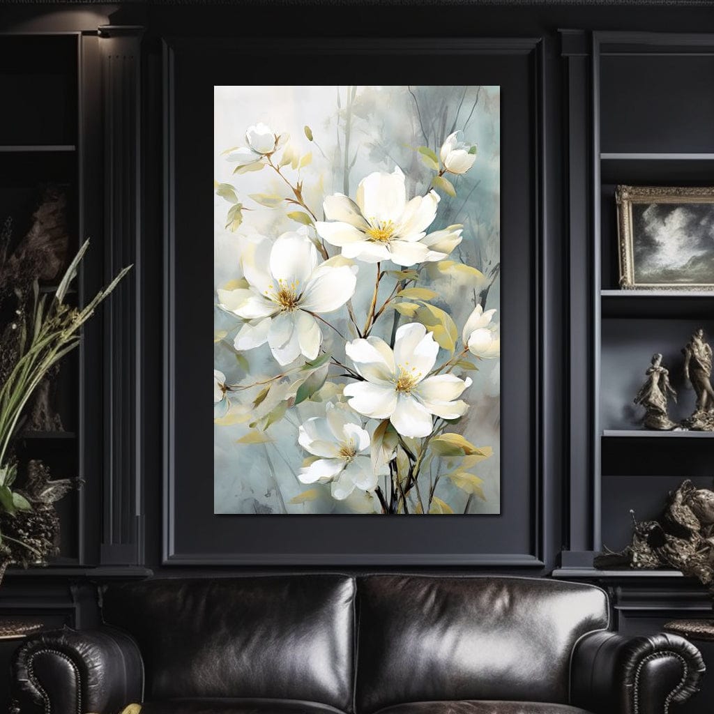 Ethereal Blooms in Mist Canvas Wall Art
