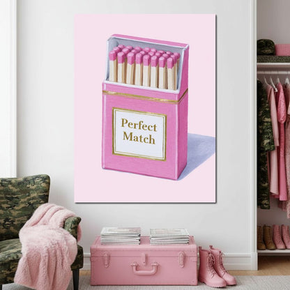 Perfect Match Pink Matchbox Canvas Wall Art