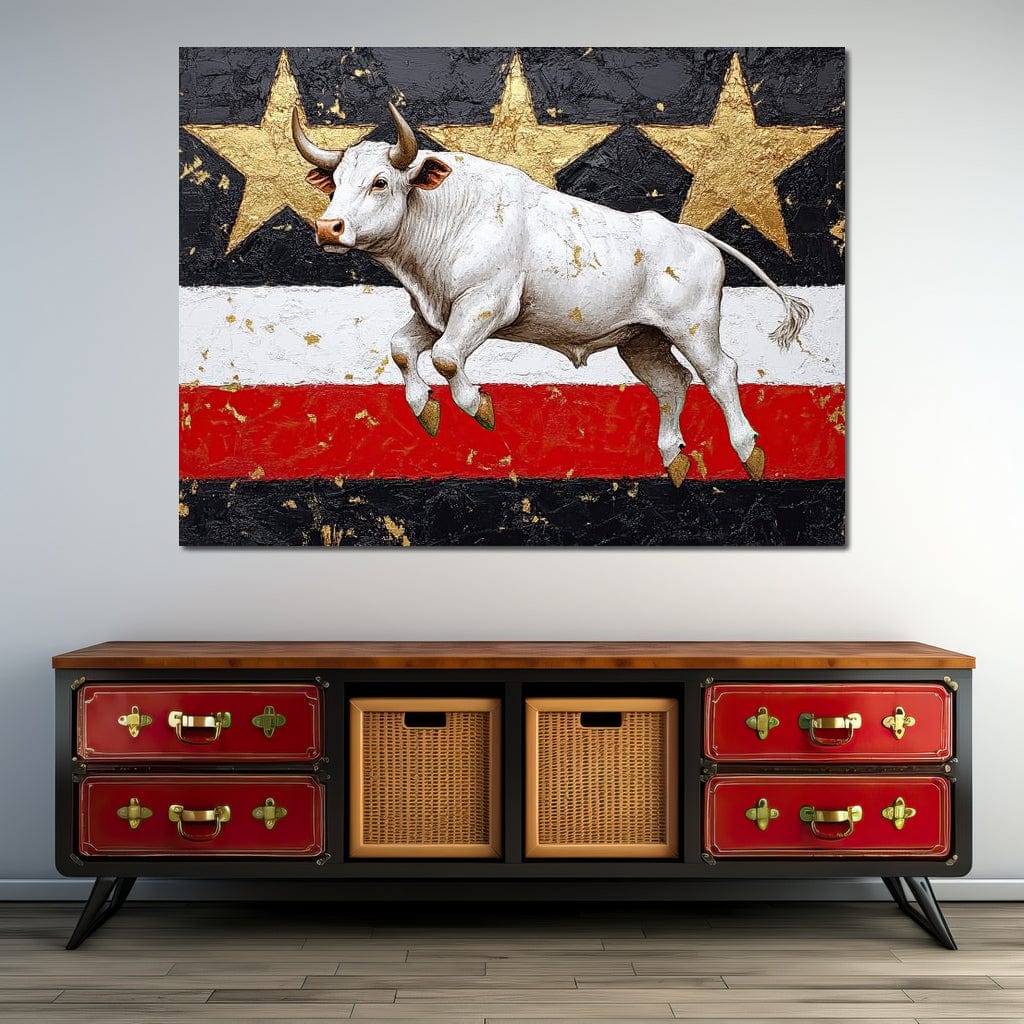 Bull Odyssey Across Stars Canvas Wall Art