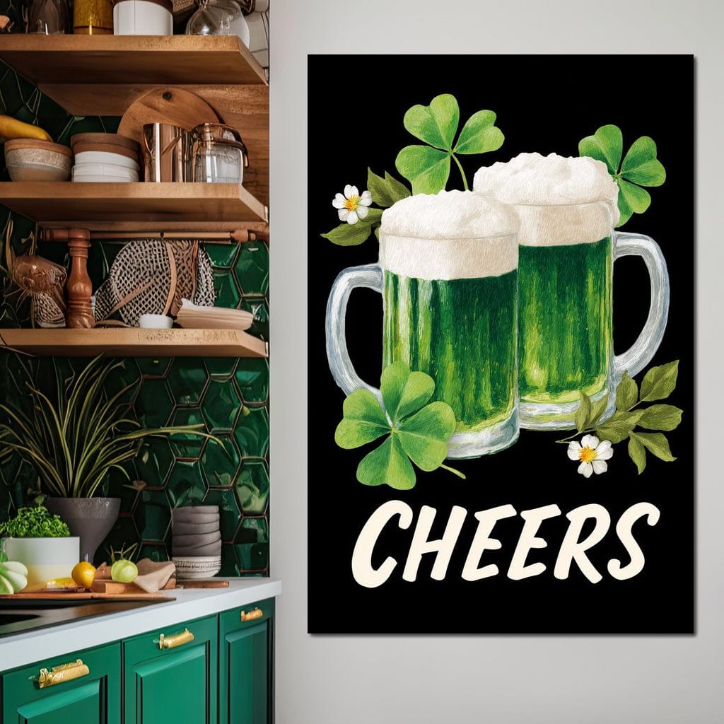 Lucky Clover Beer Cheers Canvas Wall Art