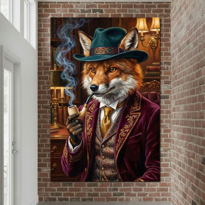 Gentleman Fox Smoking Canvas Wall Art