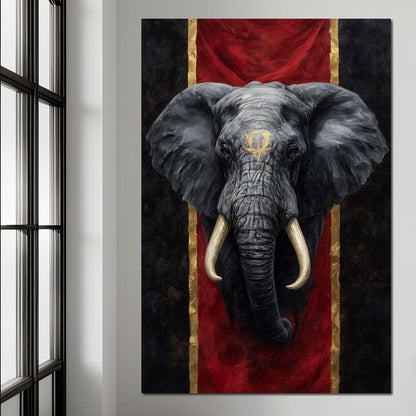 Golden Sigil Elephant King Canvas Wall Art