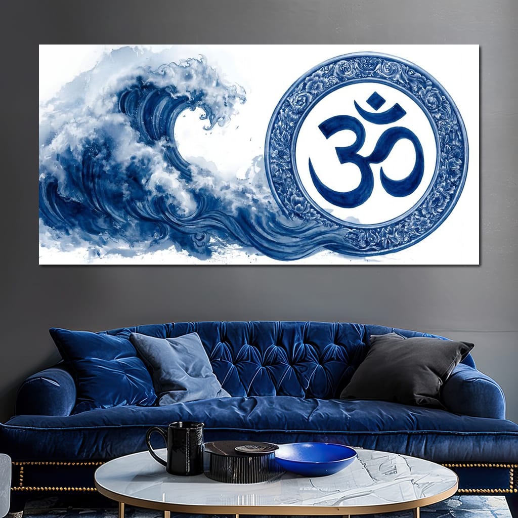 Indigo Om Mandala Meditation Canvas Wall Art